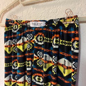 Incredibly Soft Vibrant Colors Yelete Stretchy Aztec Leggings - Medium/Large
